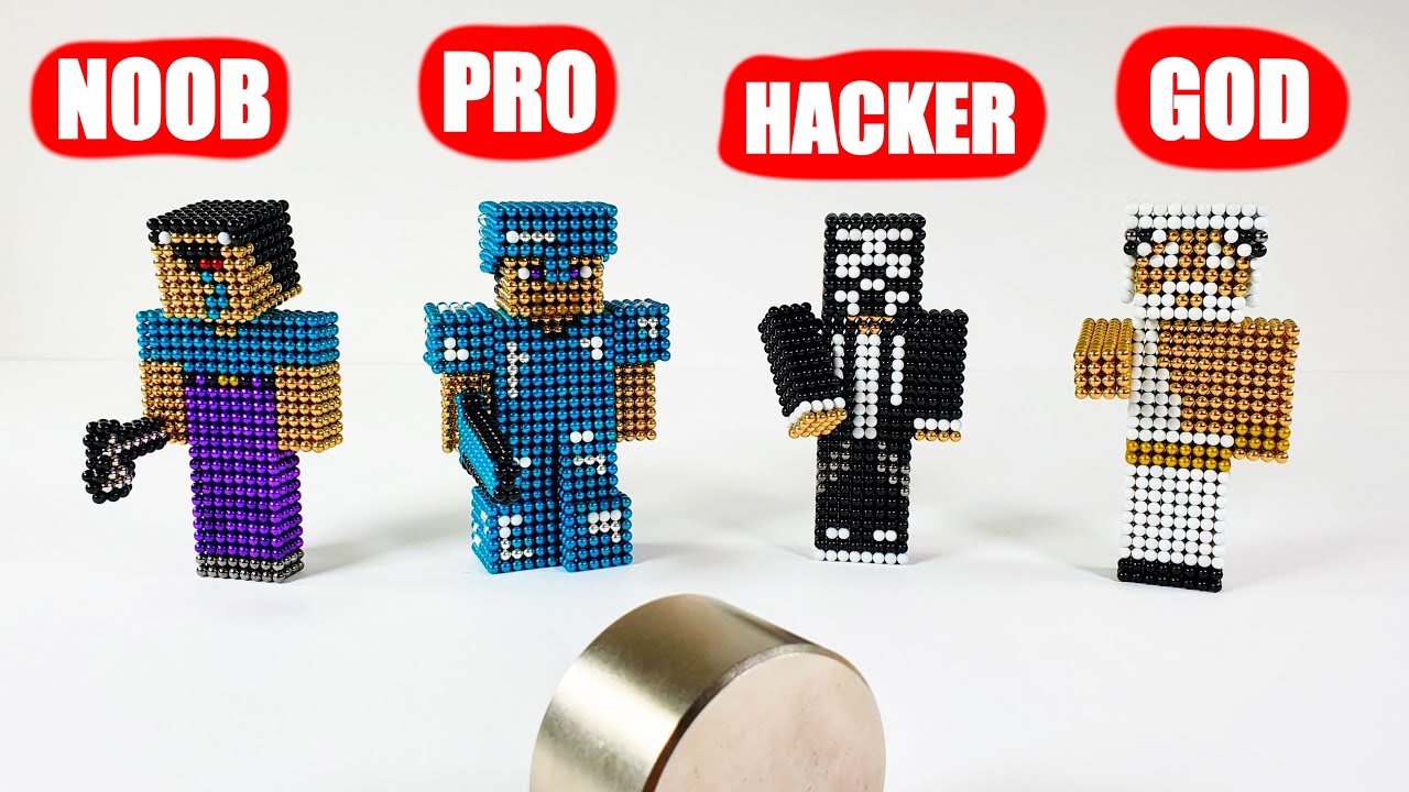 Minecraft NOOB vs PRO vs HACKER vs GOD : How to fight monster magnets 자석 마인크래프트 초보 vs 프로 vs 해커 vs 신